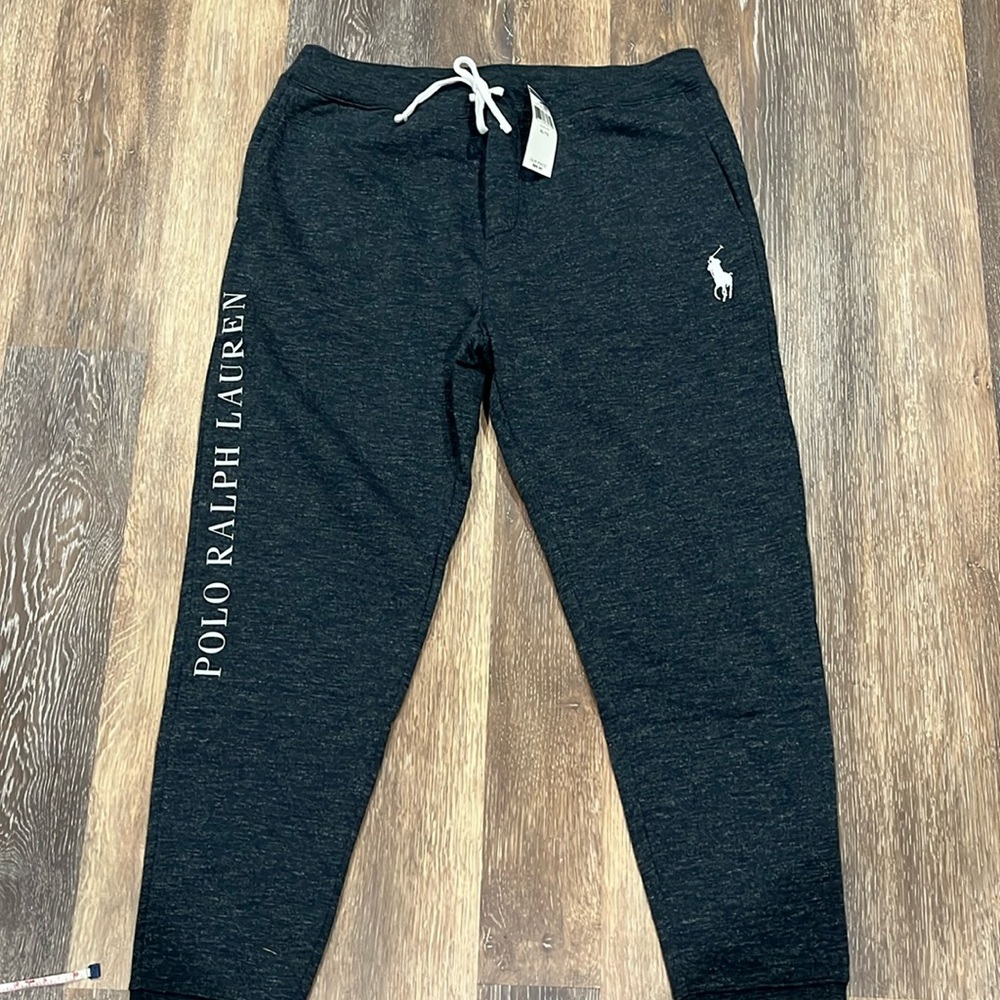 POLO RALPH LAUREN blue heather sweat pant, with printed logo and embroidery polo